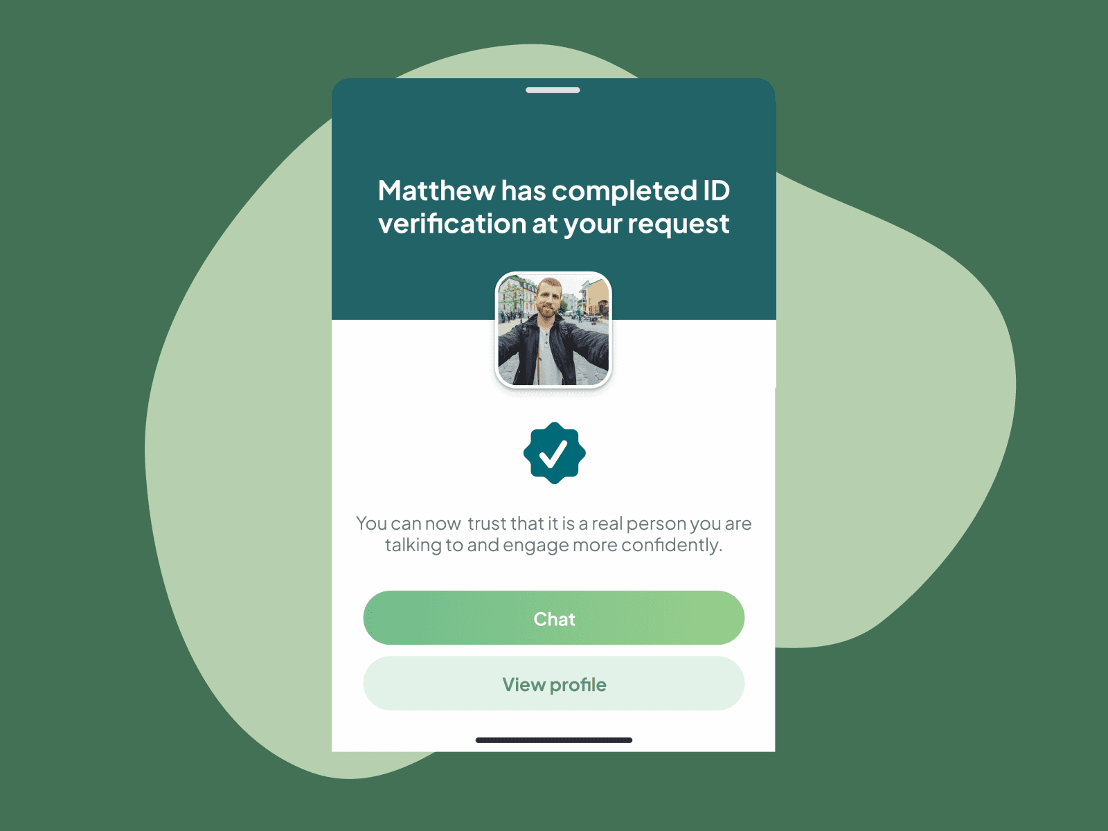 Y factor app showing an ID verification confirmation screen